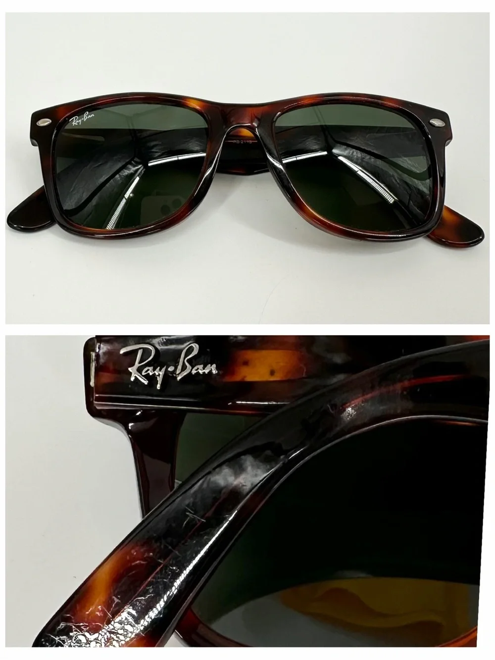 Ray-Ban RB2113 Wayfarer Tortoise Sunglasses 909 Italy 50-19